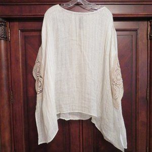 Chico's Ivory Woven/Crochet Poncho